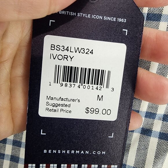 Ben Sherman Shirt Mens Medium Blue Plaid Long Sleeve Button Up *NWT* - Picture 3 of 11